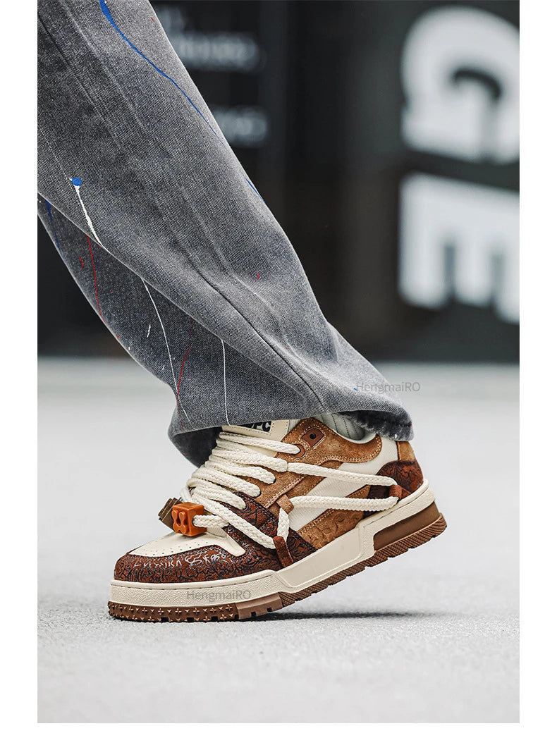 KOOPER™ Y2K Retro Punk Platform Skate Sneakers – Unisex Mixed Color Tennis Shoes