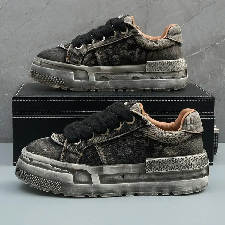 KOOPER™ Retro Washed Denim Board Shoes – Unisex Canvas Sports & Casual Sneakers