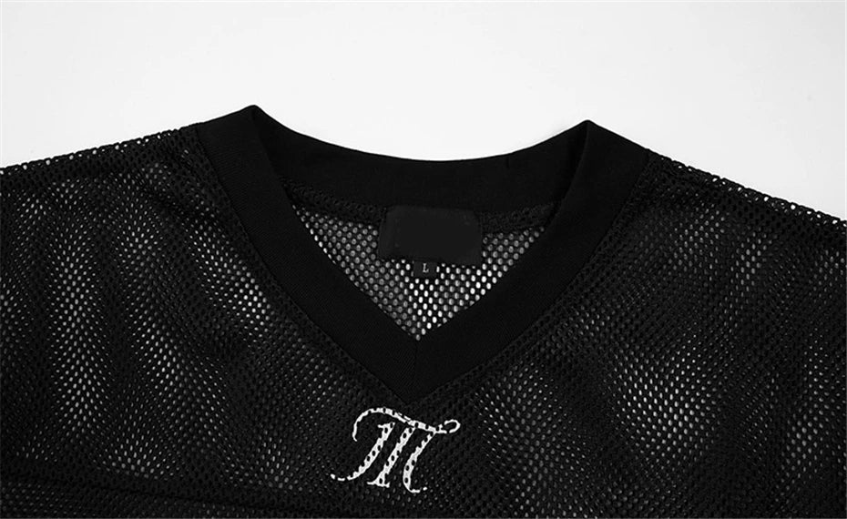 KOOPER™ Y2K Vintage Patchwork Jersey – Quick-Dry V-Neck Streetwear Tee