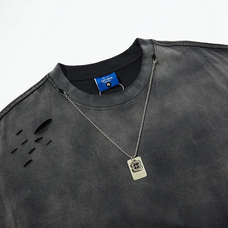 KOOPER™ Washed & Distressed High Street Tee – American Necklace Style