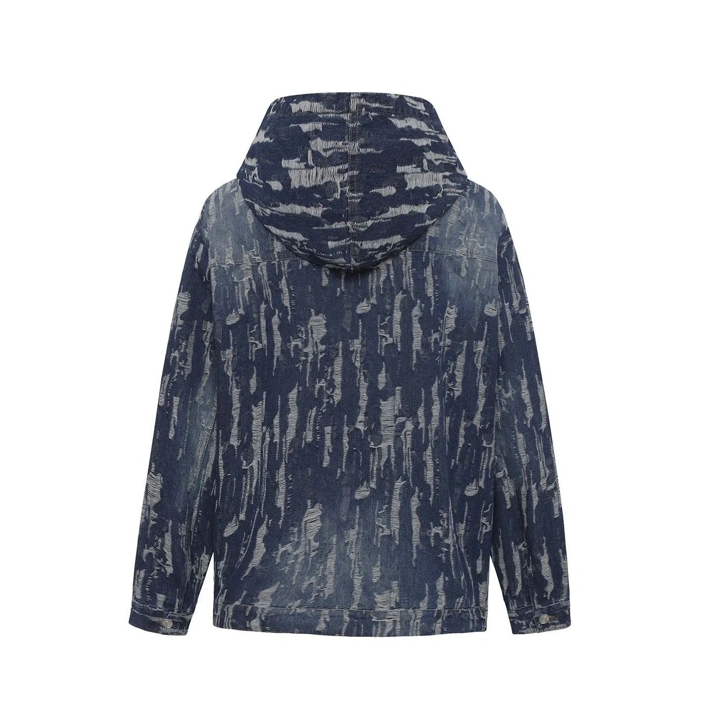KOOPER™ Ripped Denim Hoodie – American Letter Embroidery High Street Unisex Sweatshirt