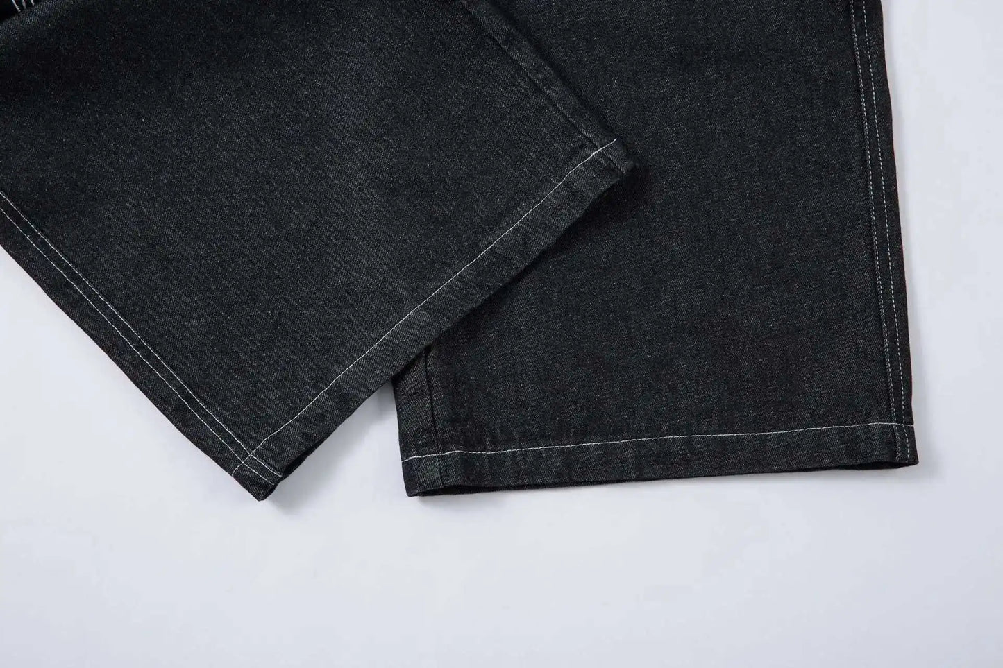 KOOPER™ Vintage Embroidered Black Jeans – Loose Fit Wide Leg Streetwear