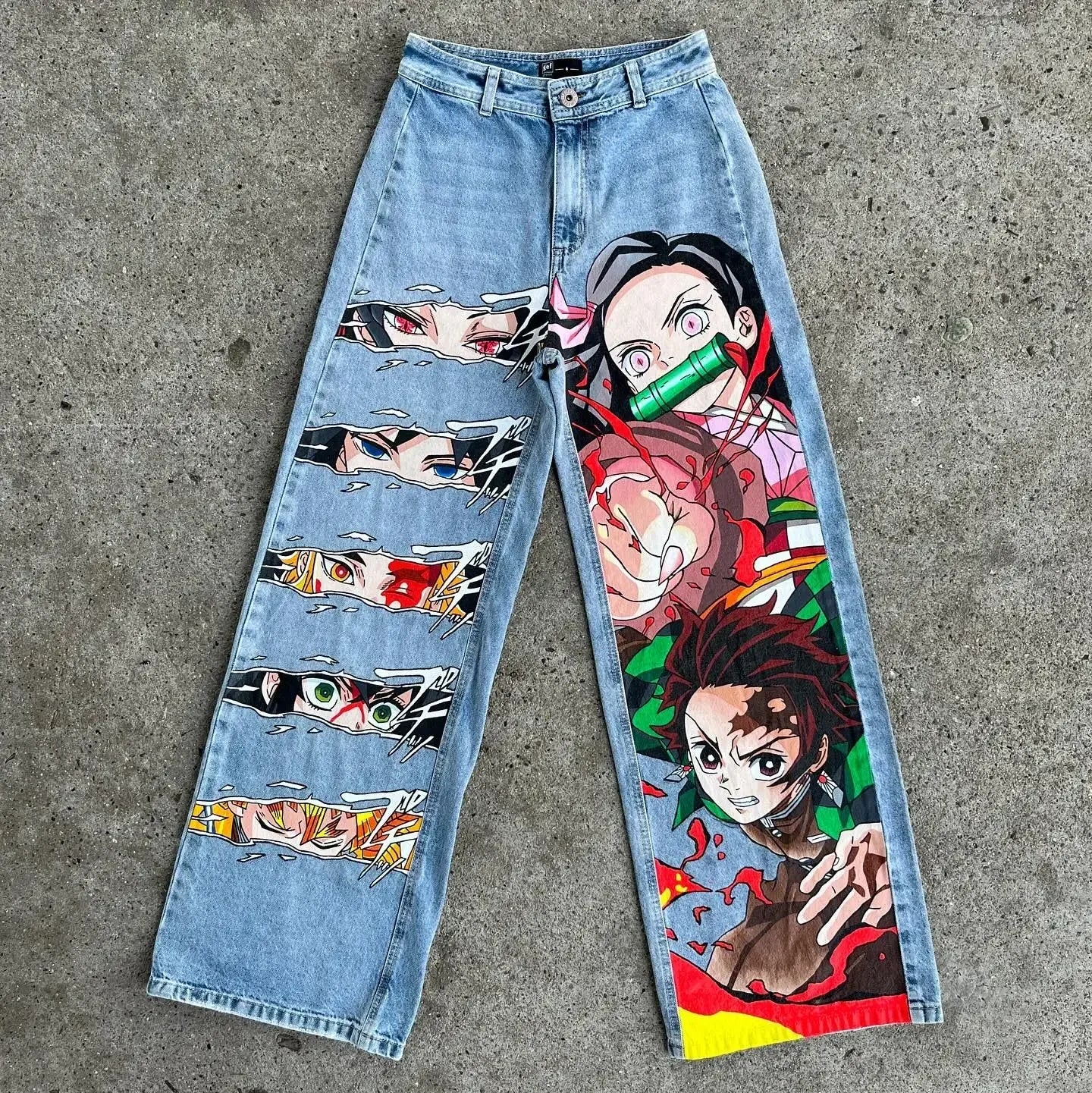KOOPER™ Y2K Baggy Anime Jeans – Harajuku Vintage Wide-Leg Streetwear
