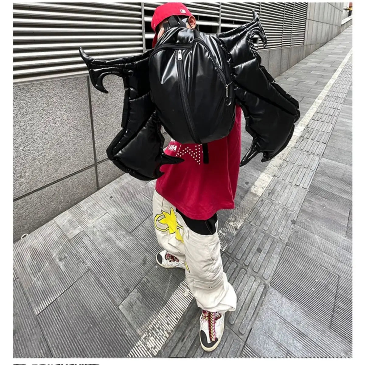 KOOPER™ Y2K Bat Backpack – Bold Streetwear PU Leather Bag