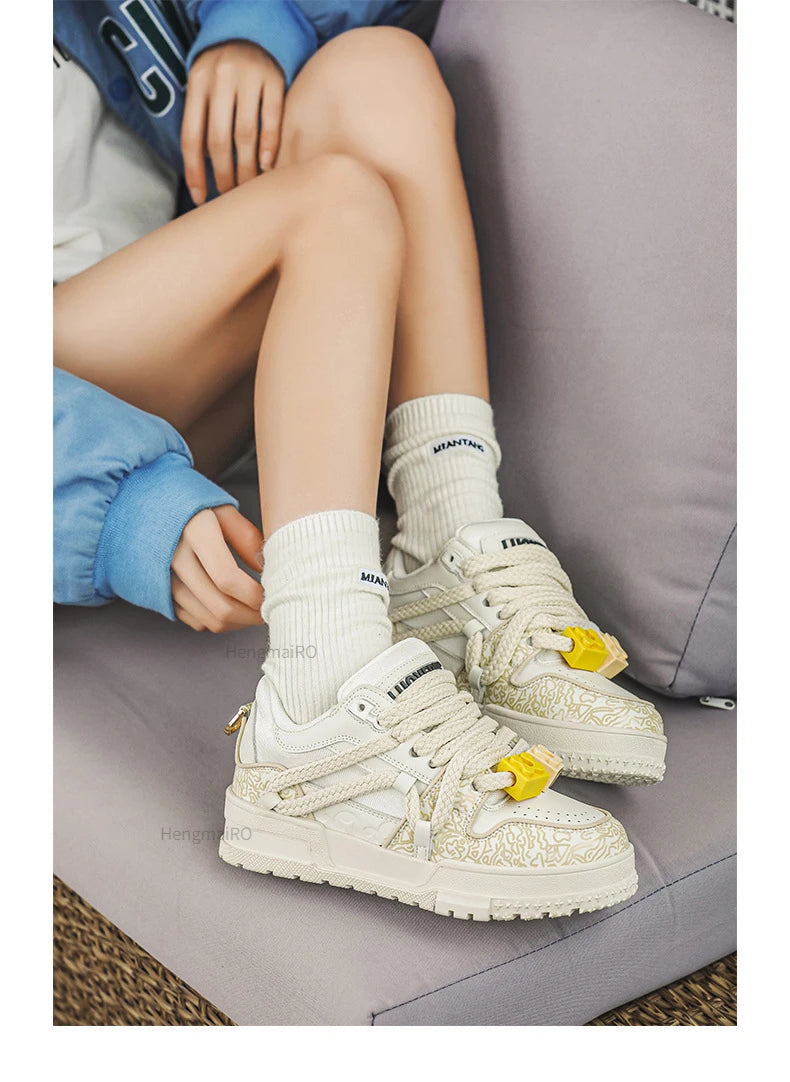 KOOPER™ Y2K Retro Punk Platform Skate Sneakers – Unisex Mixed Color Tennis Shoes