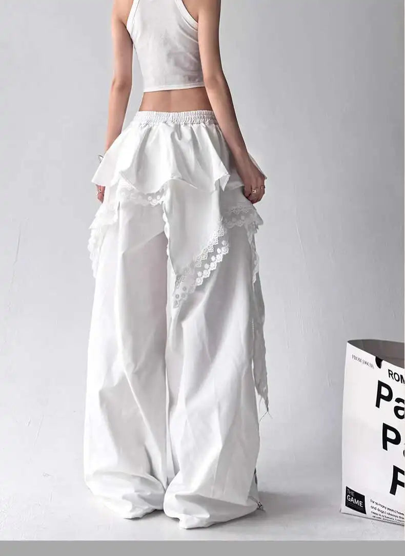 KOOPER™ Y2K Lace Patchwork Cargo Pants – Harajuku Wide Leg Streetwear