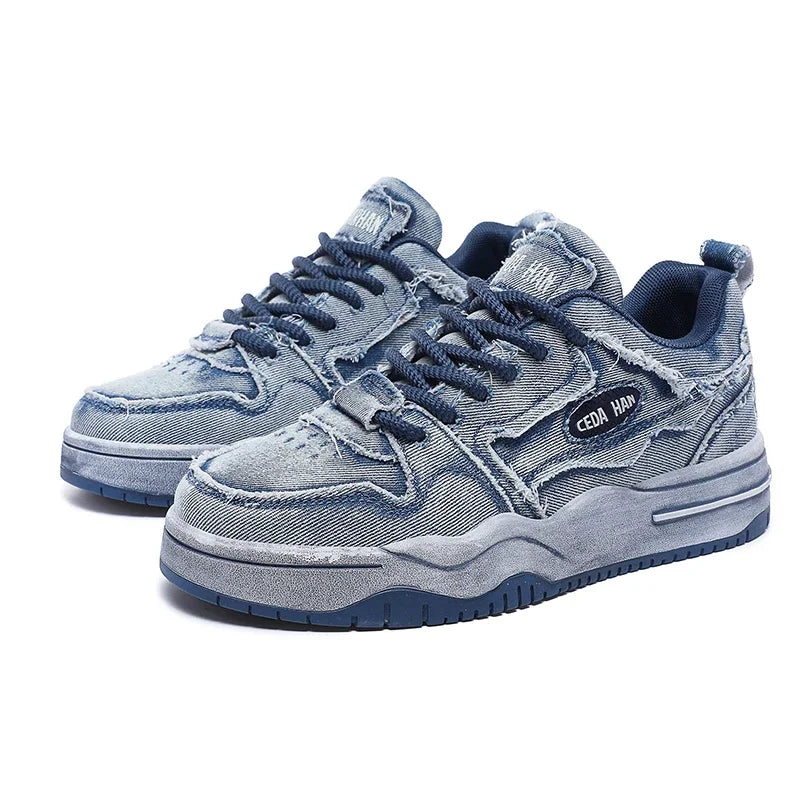 KOOPER™ Retro Denim Skate Sneakers – Unisex Canvas Sports & Casual Shoes