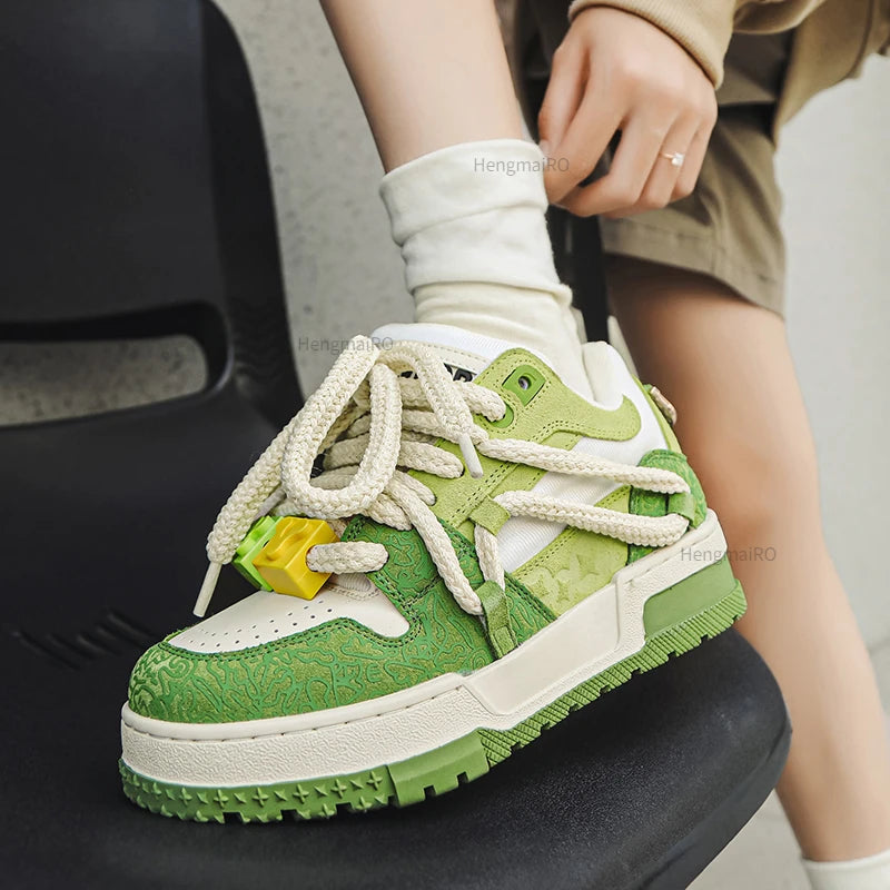 KOOPER™ Y2K Retro Punk Platform Skate Sneakers – Unisex Mixed Color Tennis Shoes