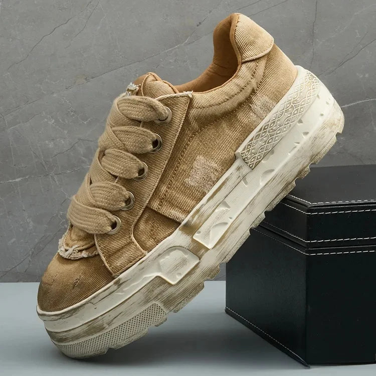 KOOPER™ Retro Washed Denim Board Shoes – Unisex Canvas Sports & Casual Sneakers