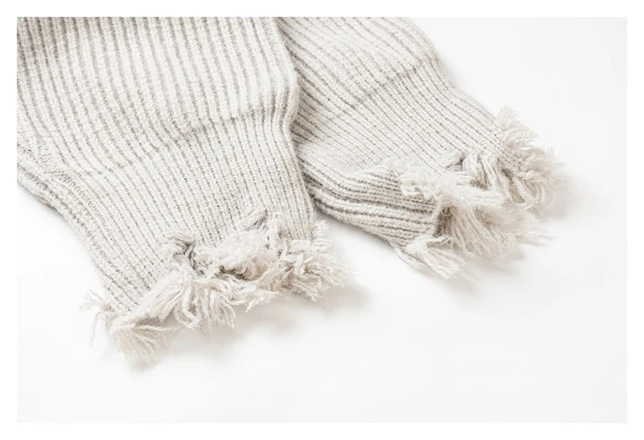 KOOPER™ Harajuku Oversized Ripped Knit Sweater – Unisex Streetwear Vintage Jumper