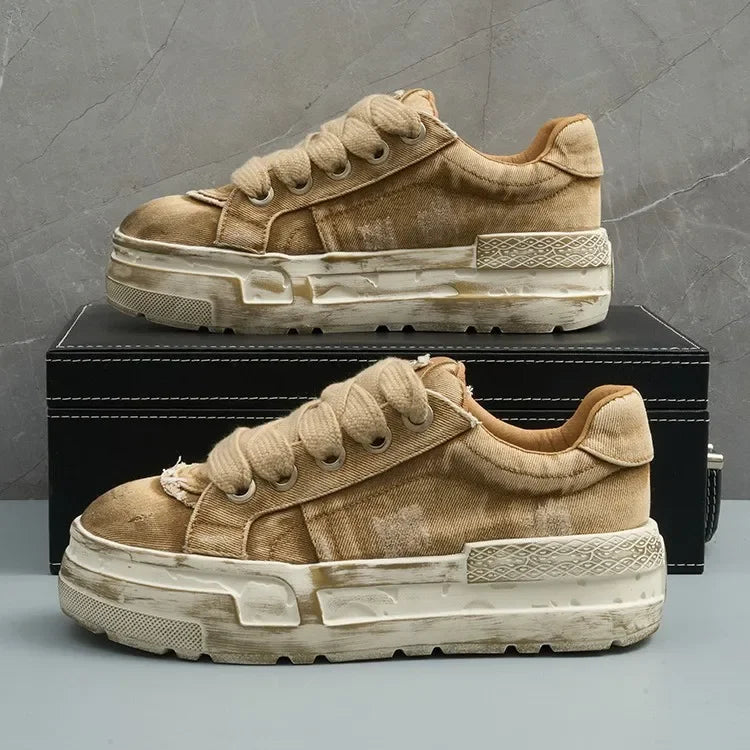KOOPER™ Retro Washed Denim Board Shoes – Unisex Canvas Sports & Casual Sneakers