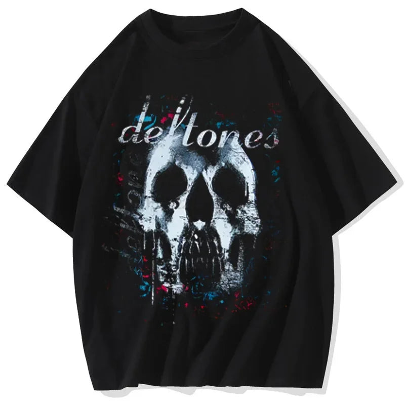 KOOPER™ Gothic Dog Print Tee – Vintage Washed Oversized Hip Hop Streetwear