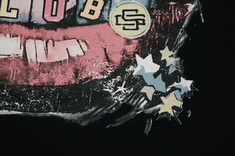 KOOPER™ Ripped Graffiti Y2K Tee – High Street Painted Loose-Fit T-Shirt