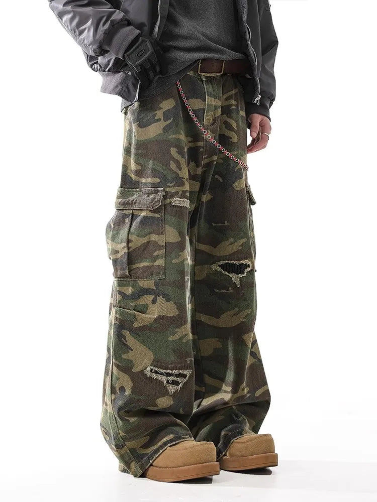 KOOPER™ American Retro Cleanfit Camouflage Workwear Pants – Straight Leg High Street Jeans