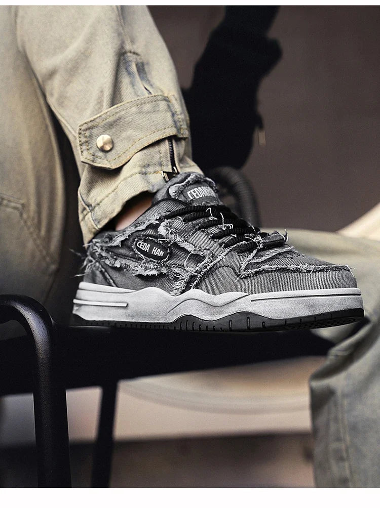 KOOPER™ Retro Denim Skate Sneakers – Unisex Canvas Sports & Casual Shoes