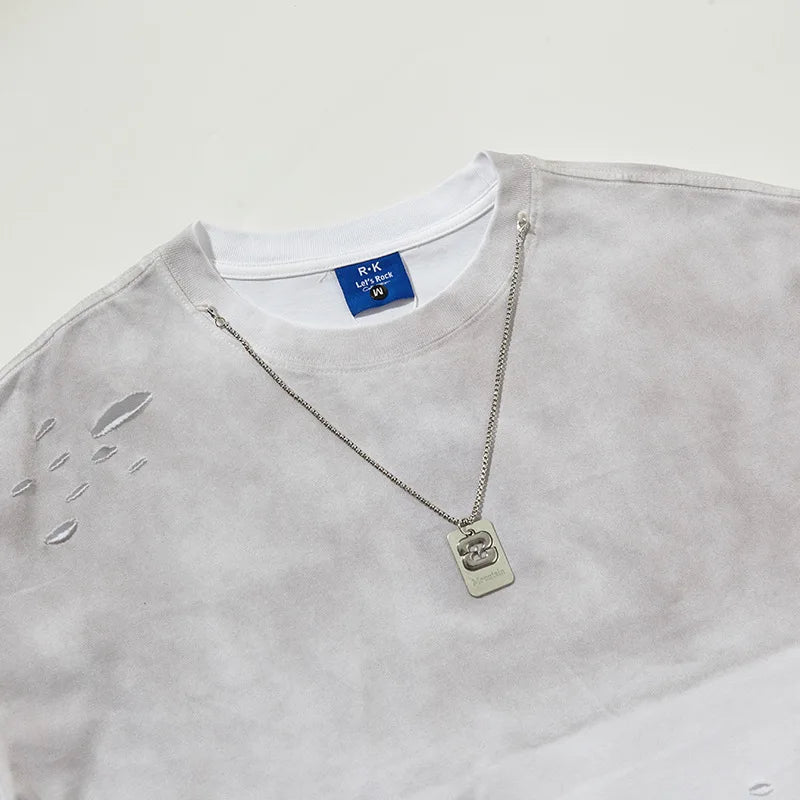 KOOPER™ Washed & Distressed High Street Tee – American Necklace Style