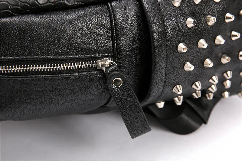 KOOPER™ Alligator Embossed Rivet Backpack – Luxury Unisex Laptop & School Bag