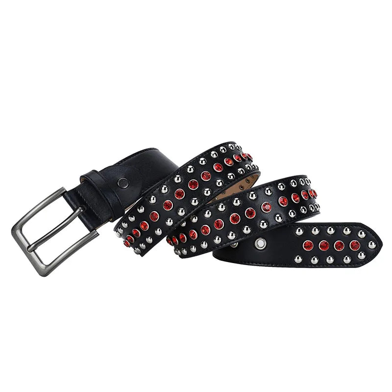 KOOPER™ Luxury Rhinestone Leather Belt – Unisex Studded Designer Waistband