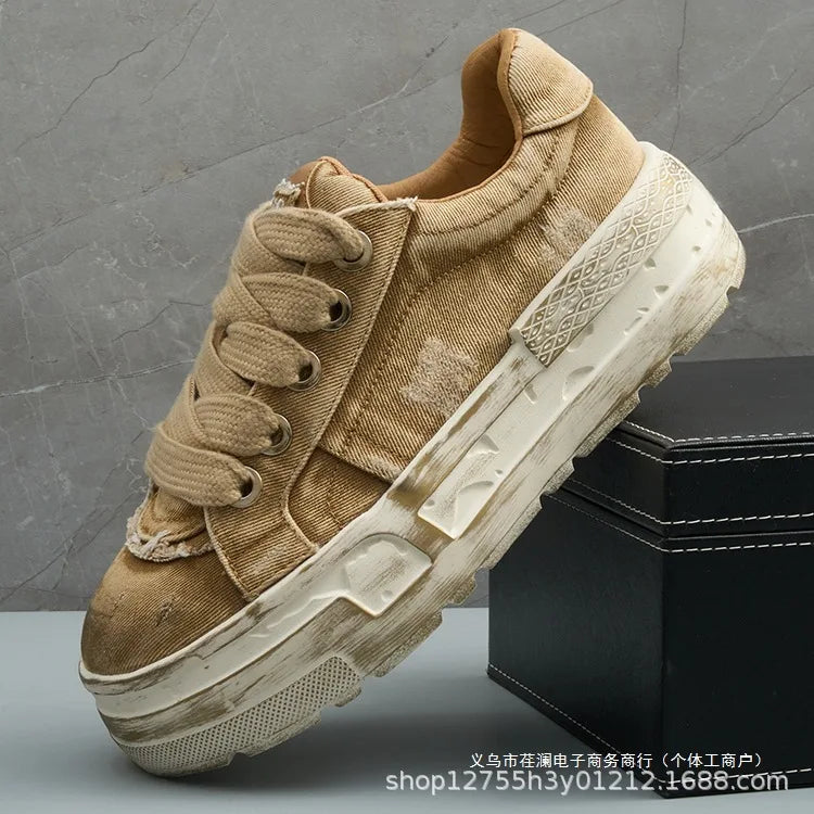KOOPER™ Retro Washed Denim Board Shoes – Unisex Canvas Sports & Casual Sneakers