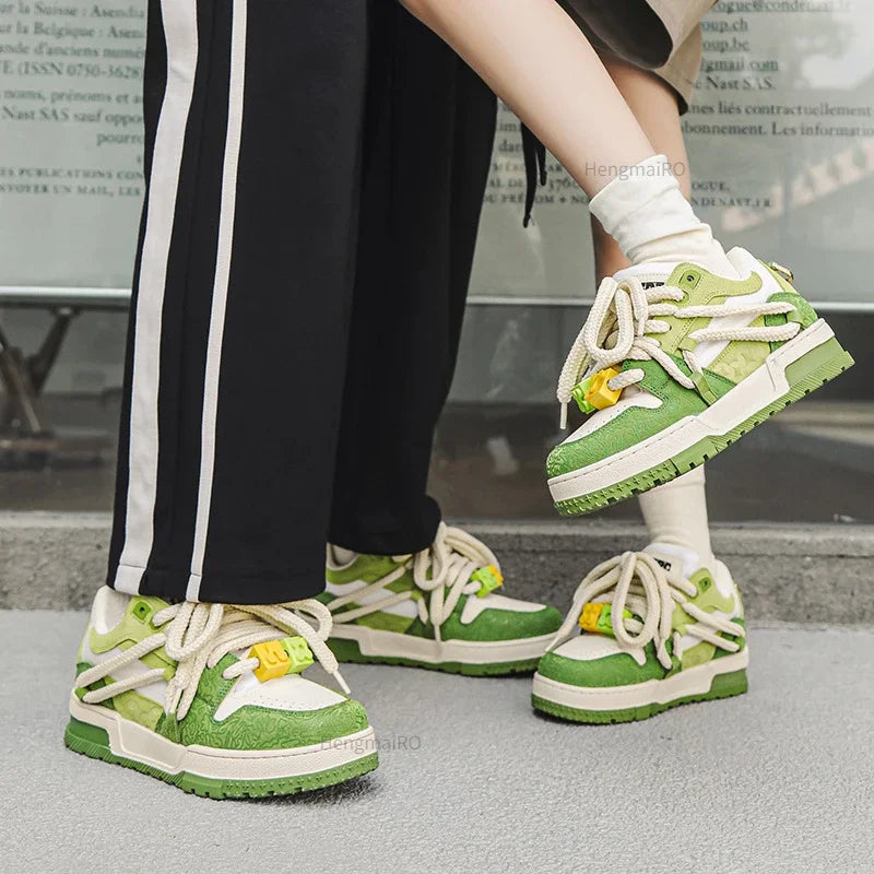 KOOPER™ Y2K Retro Punk Platform Skate Sneakers – Unisex Mixed Color Tennis Shoes