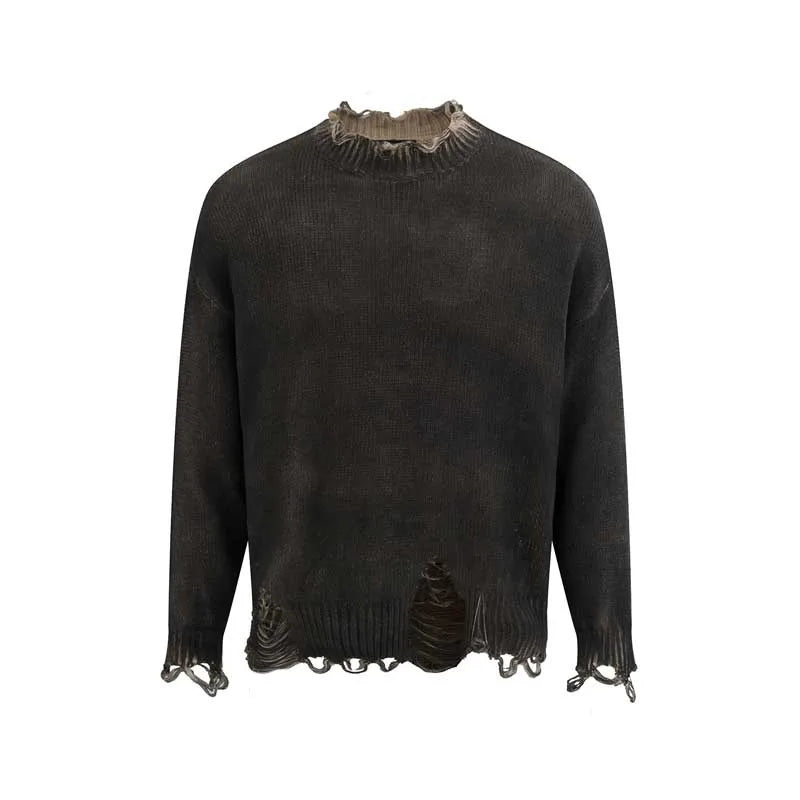 KOOPER™ Vintage Ripped Knit Sweater – High Street Y2K Distressed Pullover