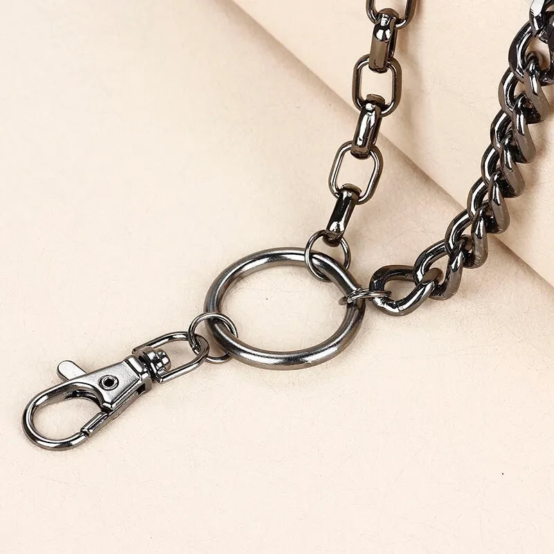 KOOPER™ Gun Black Hip-Hop Chain Belt – Geometric Metal Statement Accessory