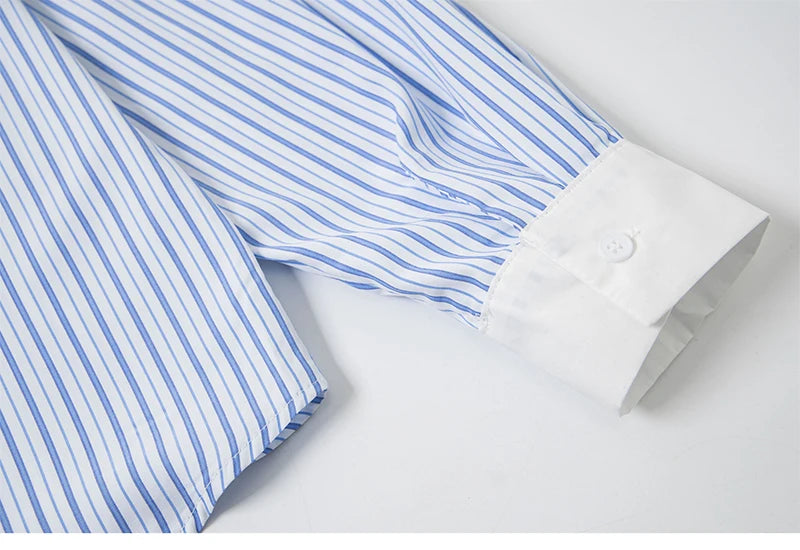 KOOPER™ Oversized Striped Shirt – Unisex Streetwear Patchwork Design