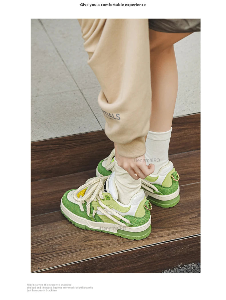 KOOPER™ Y2K Retro Punk Platform Skate Sneakers – Unisex Mixed Color Tennis Shoes