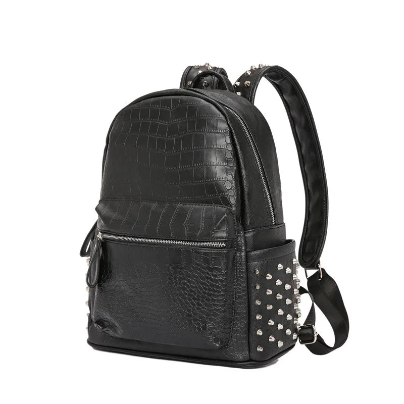 KOOPER™ Alligator Embossed Rivet Backpack – Luxury Unisex Laptop & School Bag