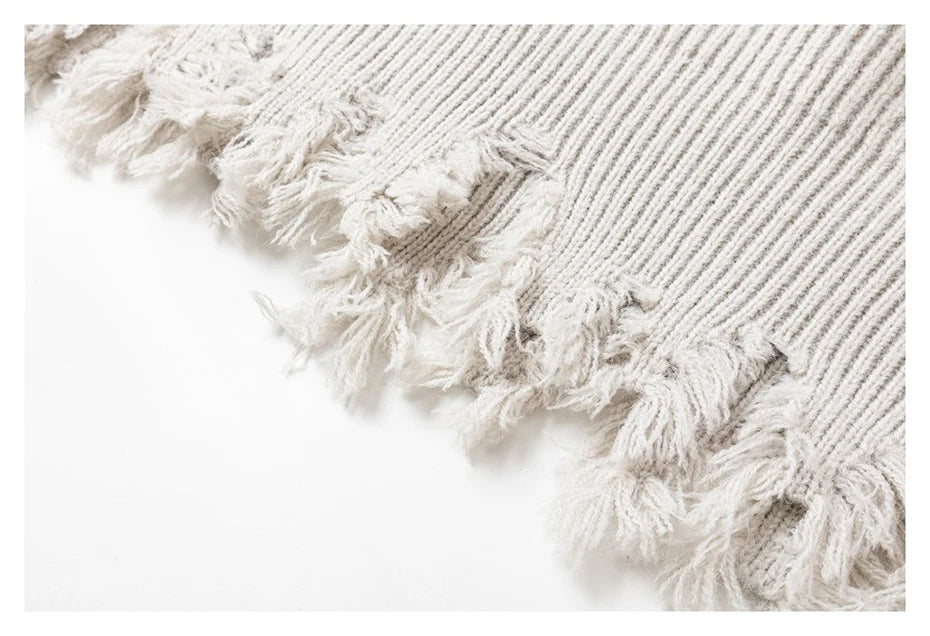 KOOPER™ Harajuku Oversized Ripped Knit Sweater – Unisex Streetwear Vintage Jumper
