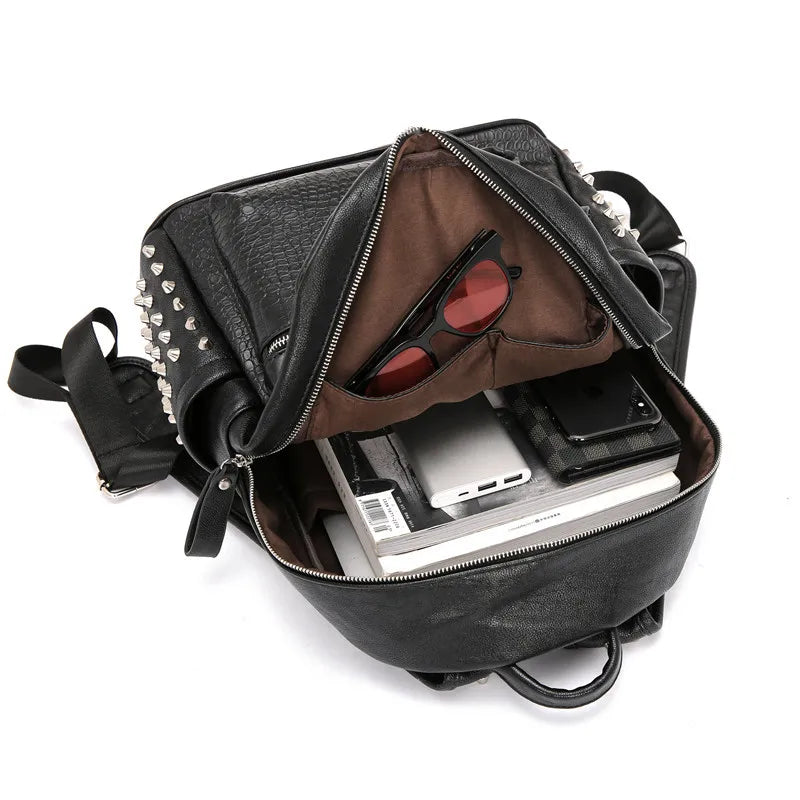 KOOPER™ Alligator Embossed Rivet Backpack – Luxury Unisex Laptop & School Bag