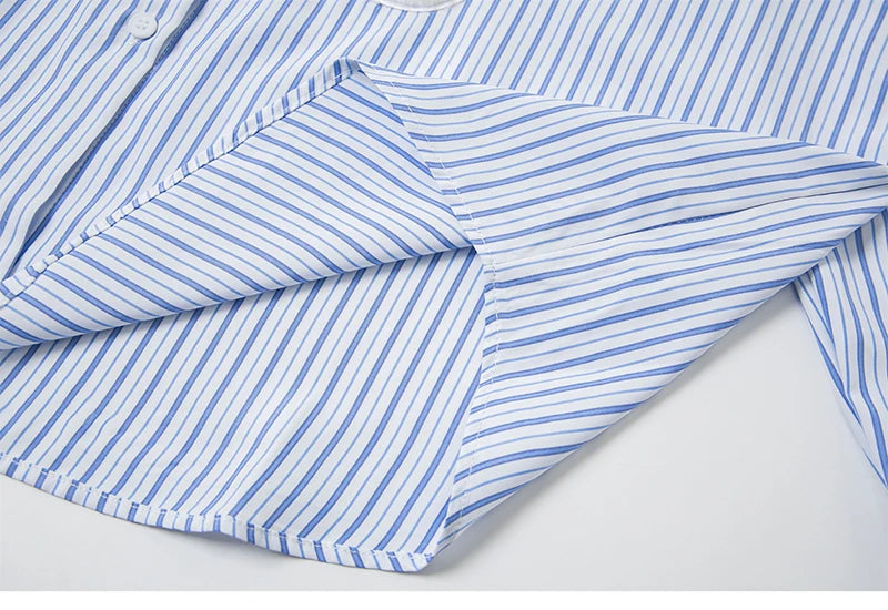 KOOPER™ Oversized Striped Shirt – Unisex Streetwear Patchwork Design