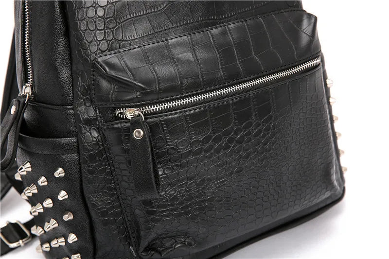 KOOPER™ Alligator Embossed Rivet Backpack – Luxury Unisex Laptop & School Bag