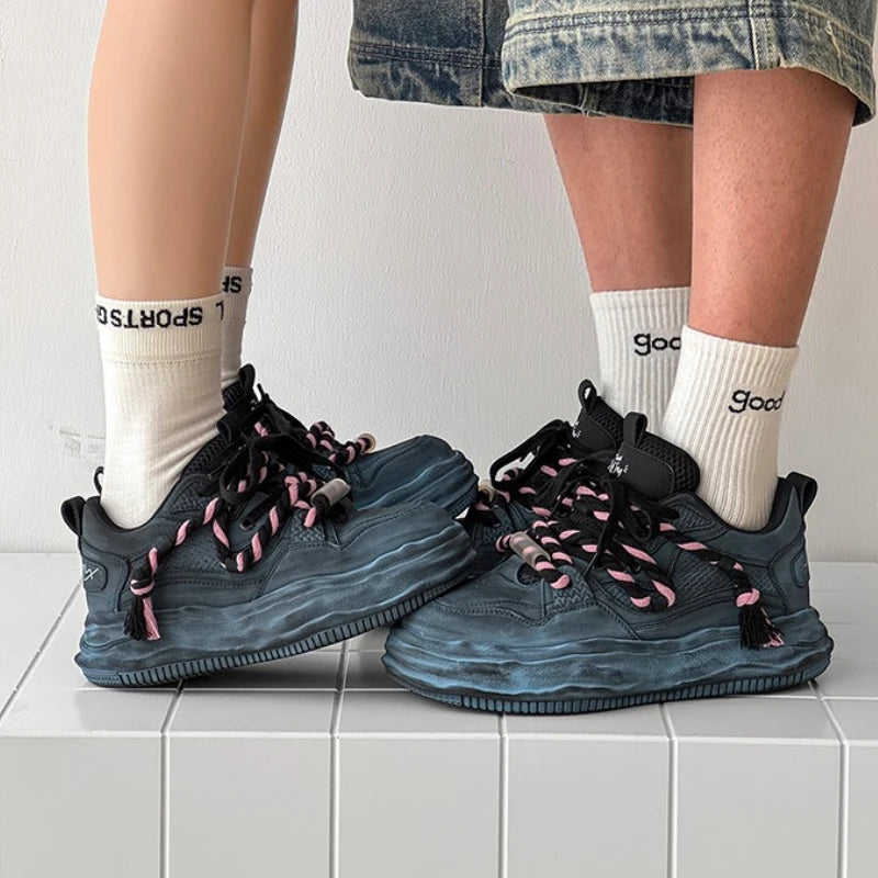 KOOPER™ Retro Y2K Dirty Punk Skate Sneakers – Unisex Platform Streetwear