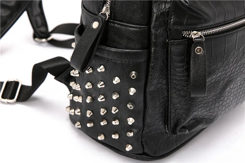 KOOPER™ Alligator Embossed Rivet Backpack – Luxury Unisex Laptop & School Bag