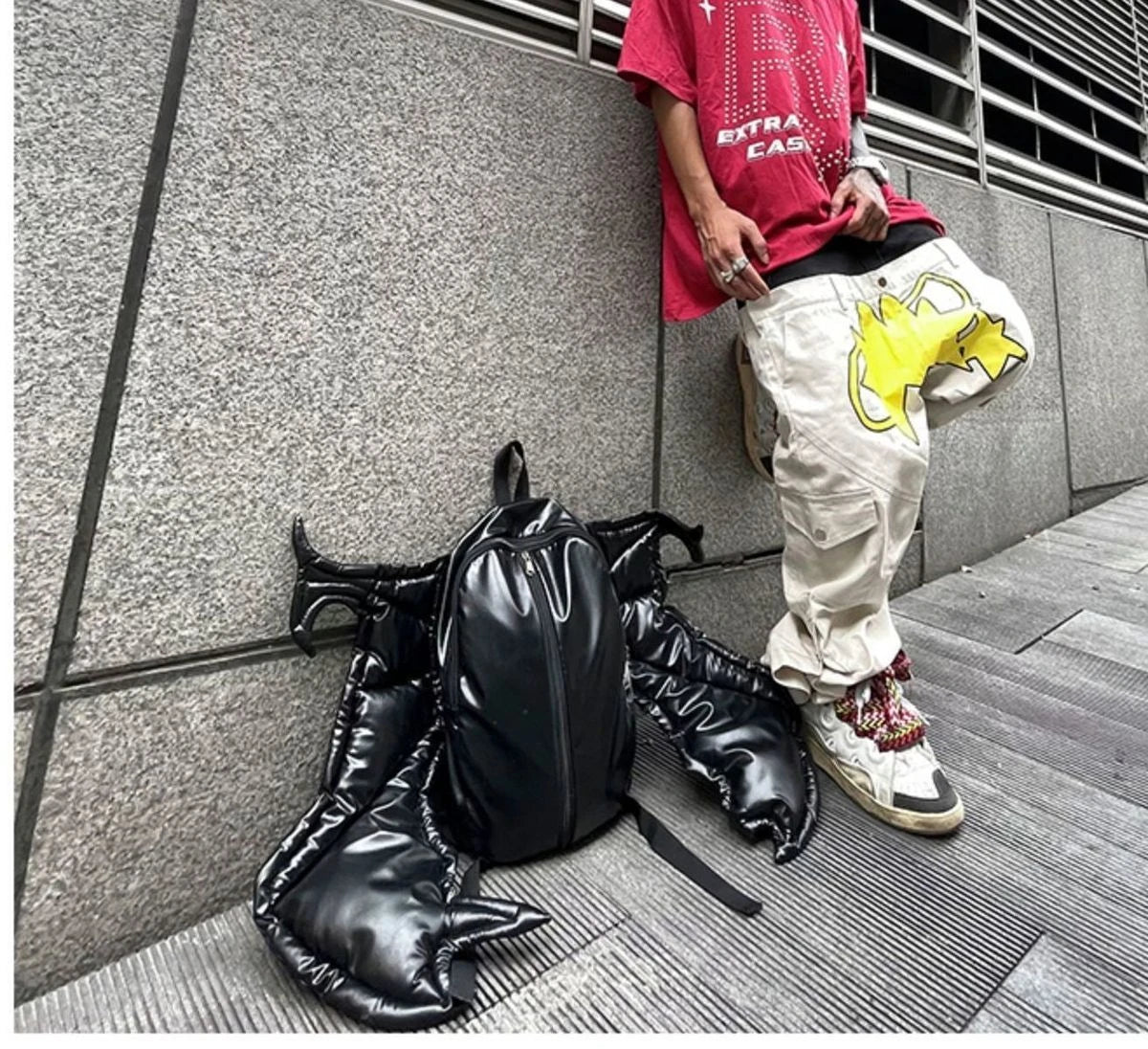 KOOPER™ Y2K Bat Backpack – Bold Streetwear PU Leather Bag