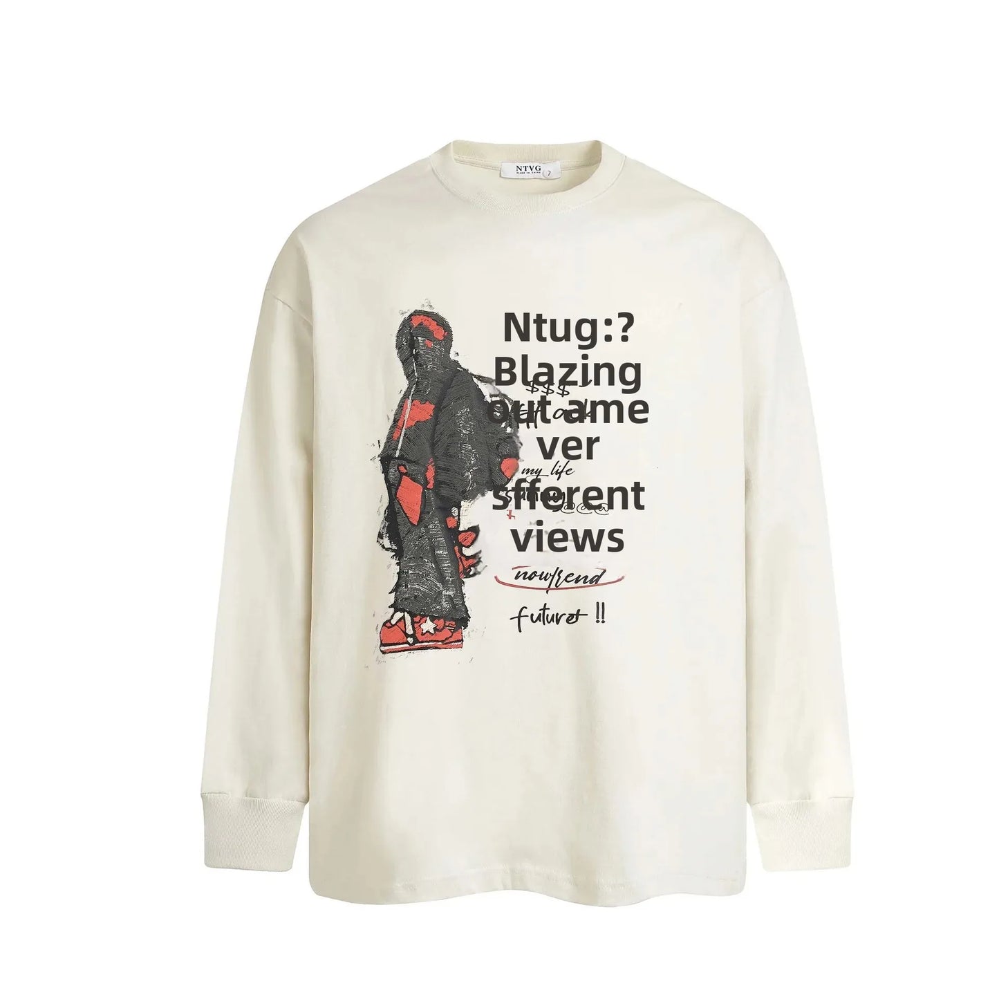 KOOPER™ Letter Print Crew Neck Long Sleeve – Unisex High Street Hip Hop Sweatshirt