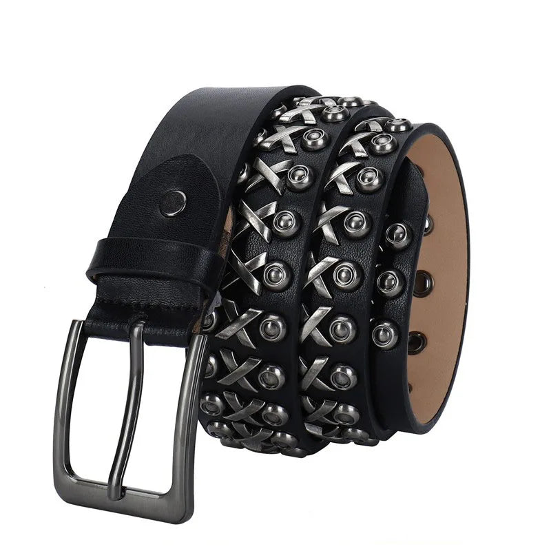 KOOPER™ Luxury Rhinestone Leather Belt – Unisex Studded Designer Waistband