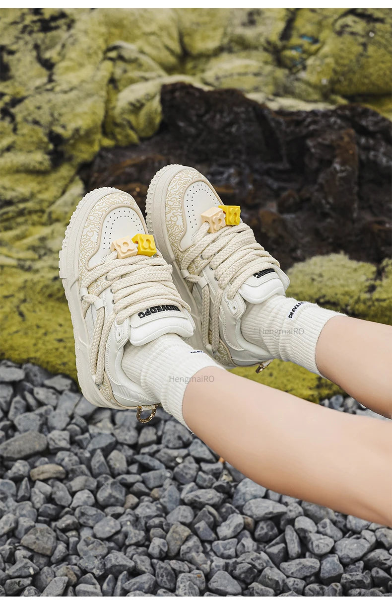 KOOPER™ Y2K Retro Punk Platform Skate Sneakers – Unisex Mixed Color Tennis Shoes