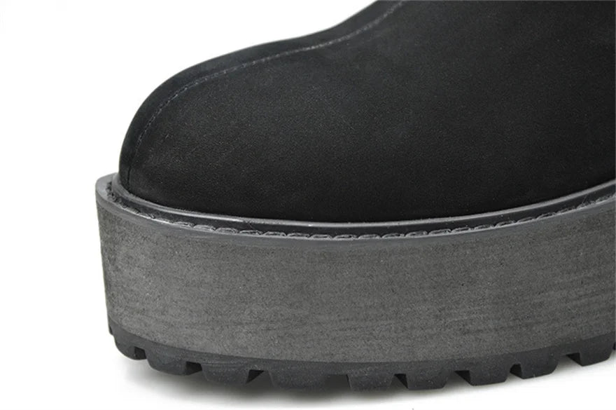 KOOPER™ Vantage Handmade Luxury Leather Chunky Sole Boots – Custom Retro Zipper Design