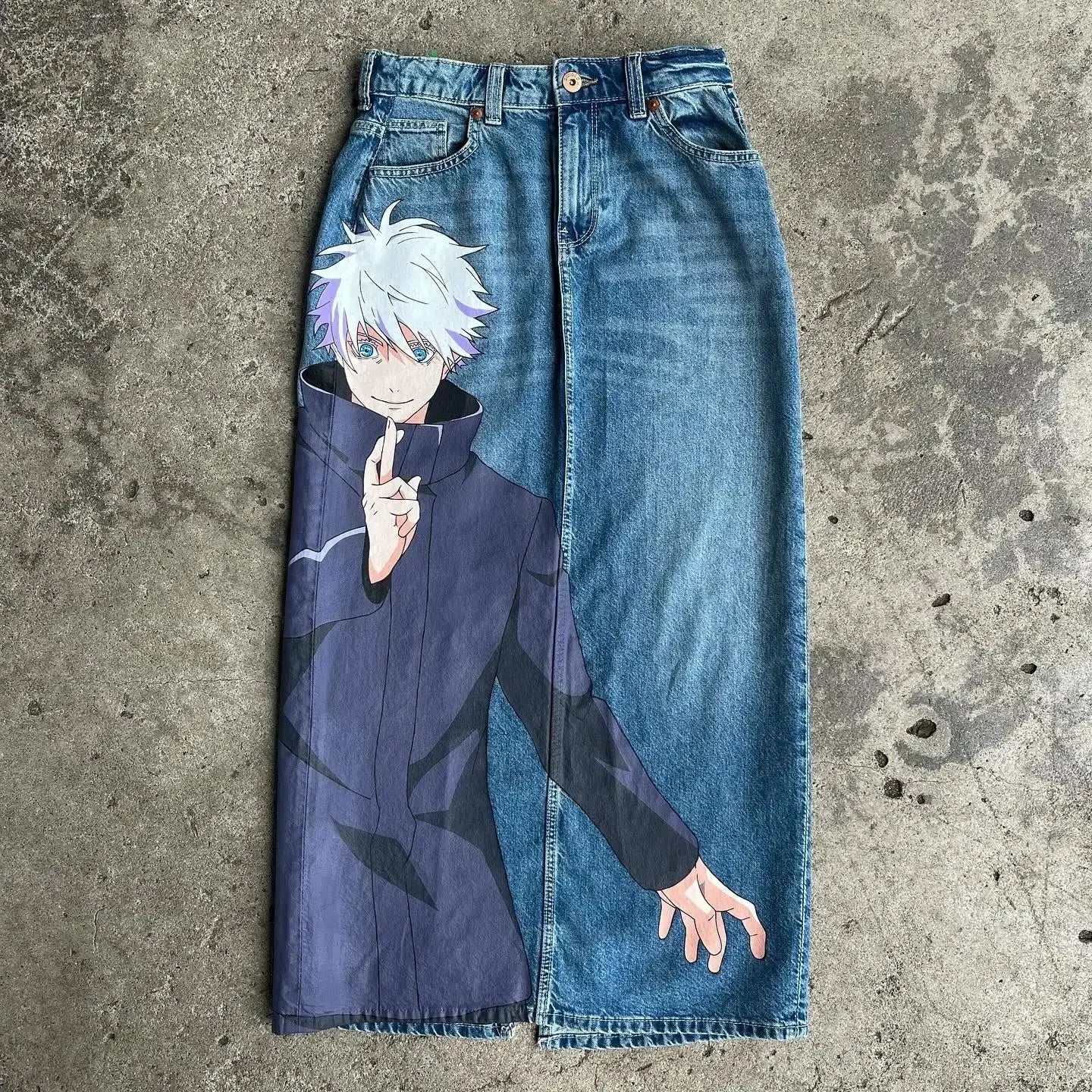 KOOPER™ Y2K Baggy Anime Jeans – Harajuku Vintage Wide-Leg Streetwear