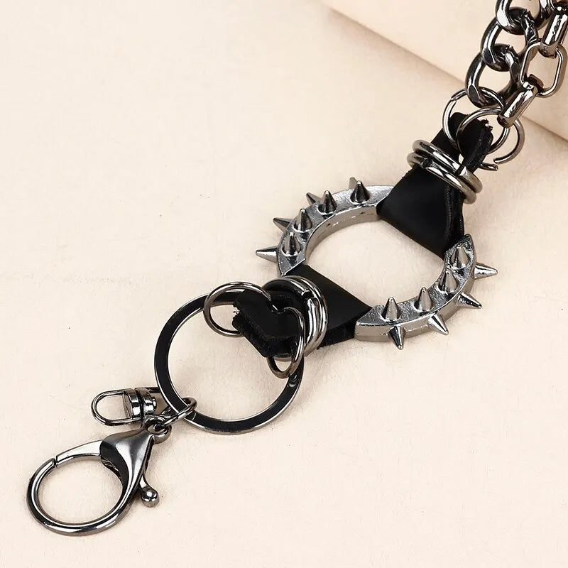 KOOPER™ Gun Black Hip-Hop Chain Belt – Geometric Metal Statement Accessory