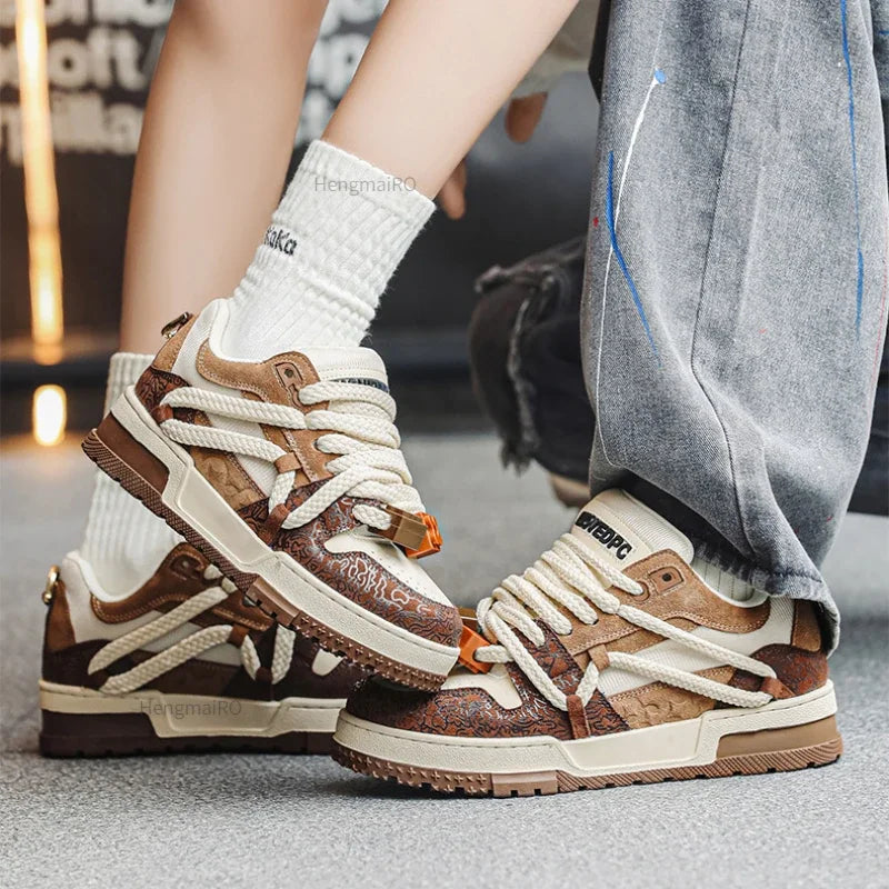 KOOPER™ Y2K Retro Punk Platform Skate Sneakers – Unisex Mixed Color Tennis Shoes