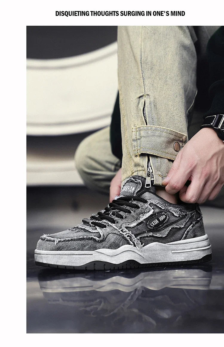 KOOPER™ Retro Denim Skate Sneakers – Unisex Canvas Sports & Casual Shoes