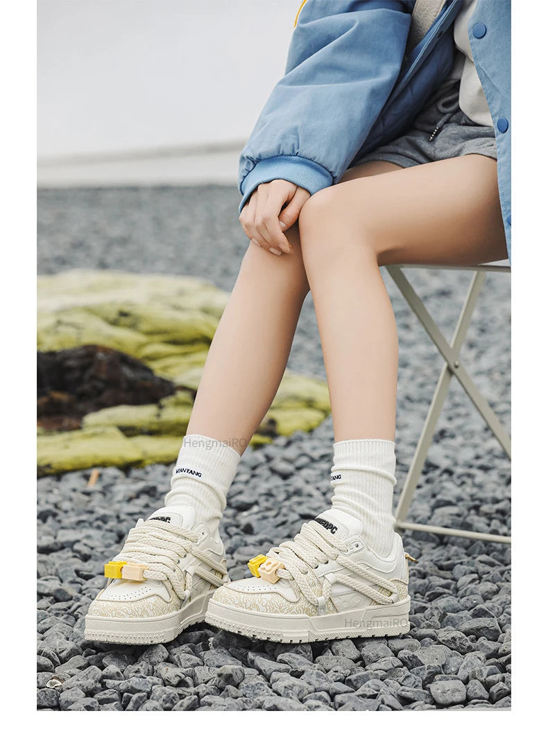 KOOPER™ Y2K Retro Punk Platform Skate Sneakers – Unisex Mixed Color Tennis Shoes
