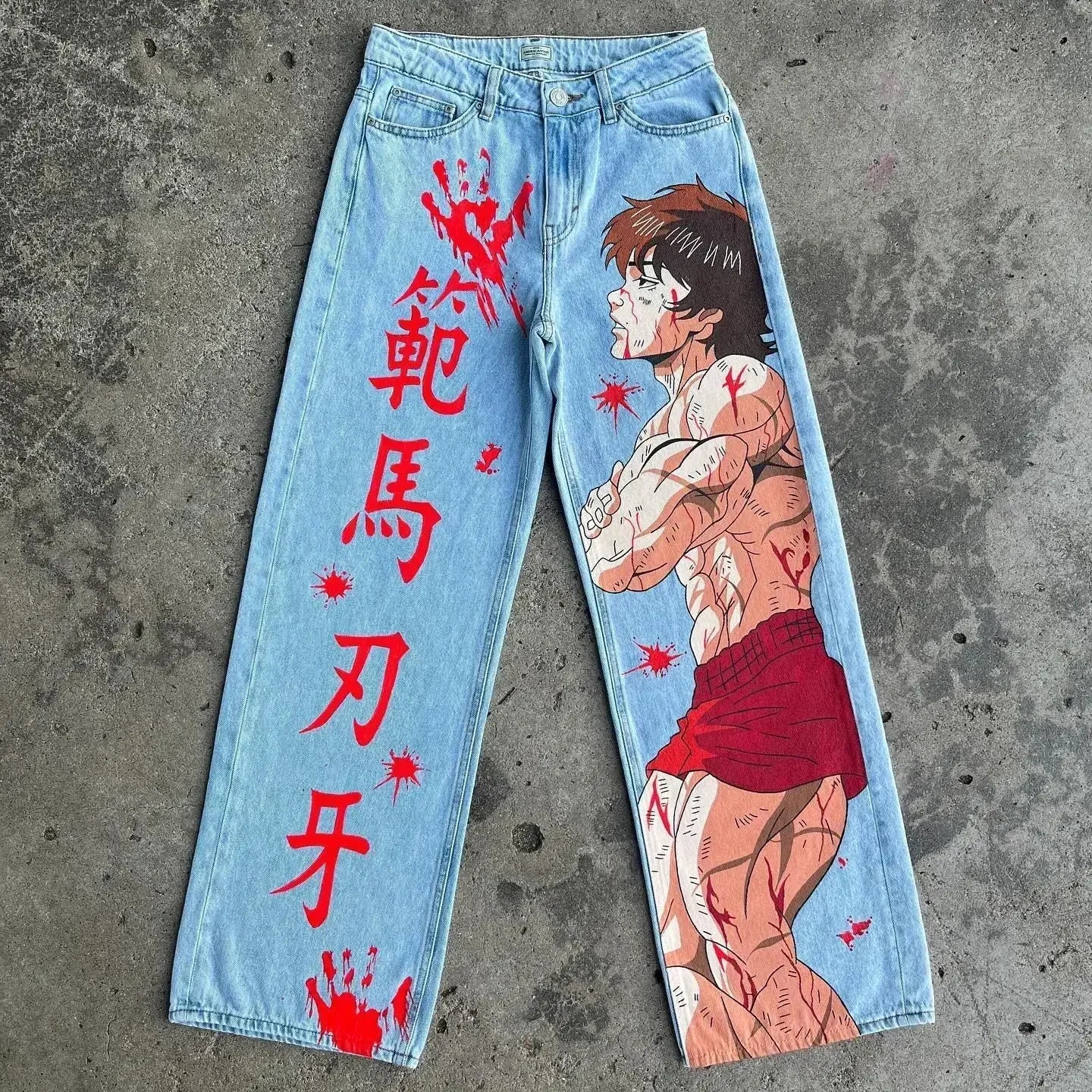 KOOPER™ Y2K Baggy Anime Jeans – Harajuku Vintage Wide-Leg Streetwear