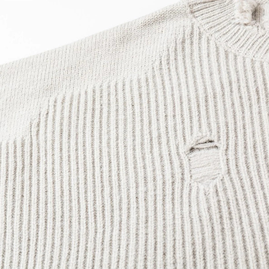 KOOPER™ Harajuku Oversized Ripped Knit Sweater – Unisex Streetwear Vintage Jumper