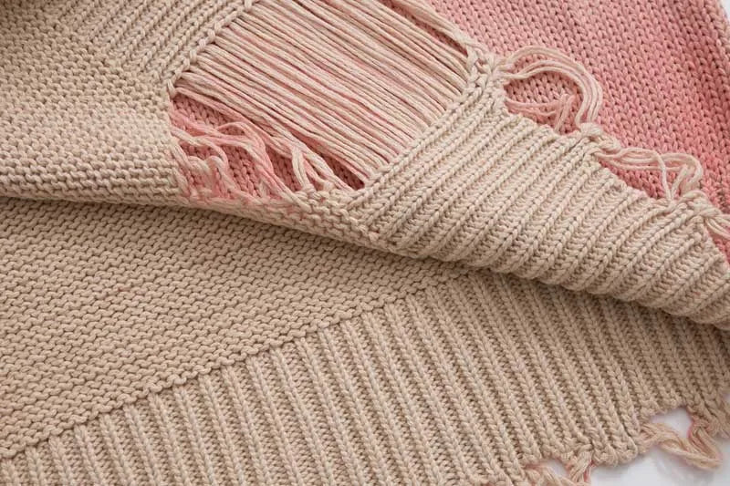 KOOPER™ Vintage Ripped Knit Sweater – High Street Y2K Distressed Pullover