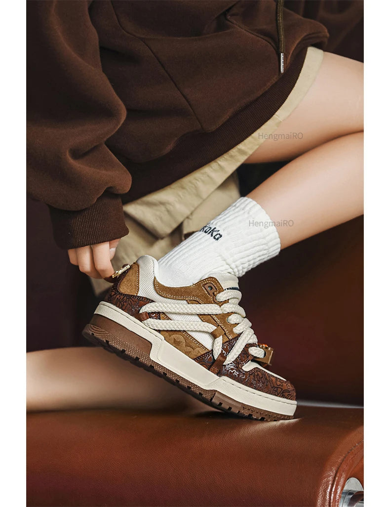 KOOPER™ Y2K Retro Punk Platform Skate Sneakers – Unisex Mixed Color Tennis Shoes