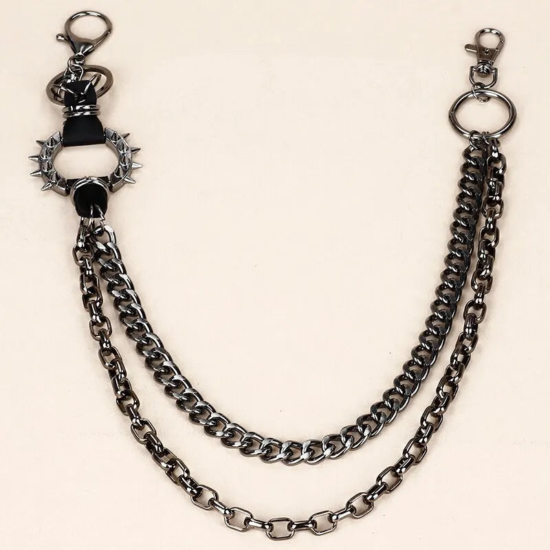 KOOPER™ Gun Black Hip-Hop Chain Belt – Geometric Metal Statement Accessory